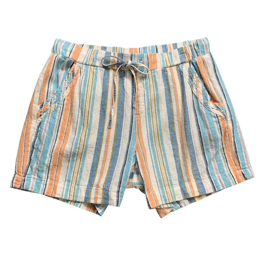 Briggs Shorts Womens M Medium Creamsicle Blue Linen Blend Drawstring Relaxed Fit